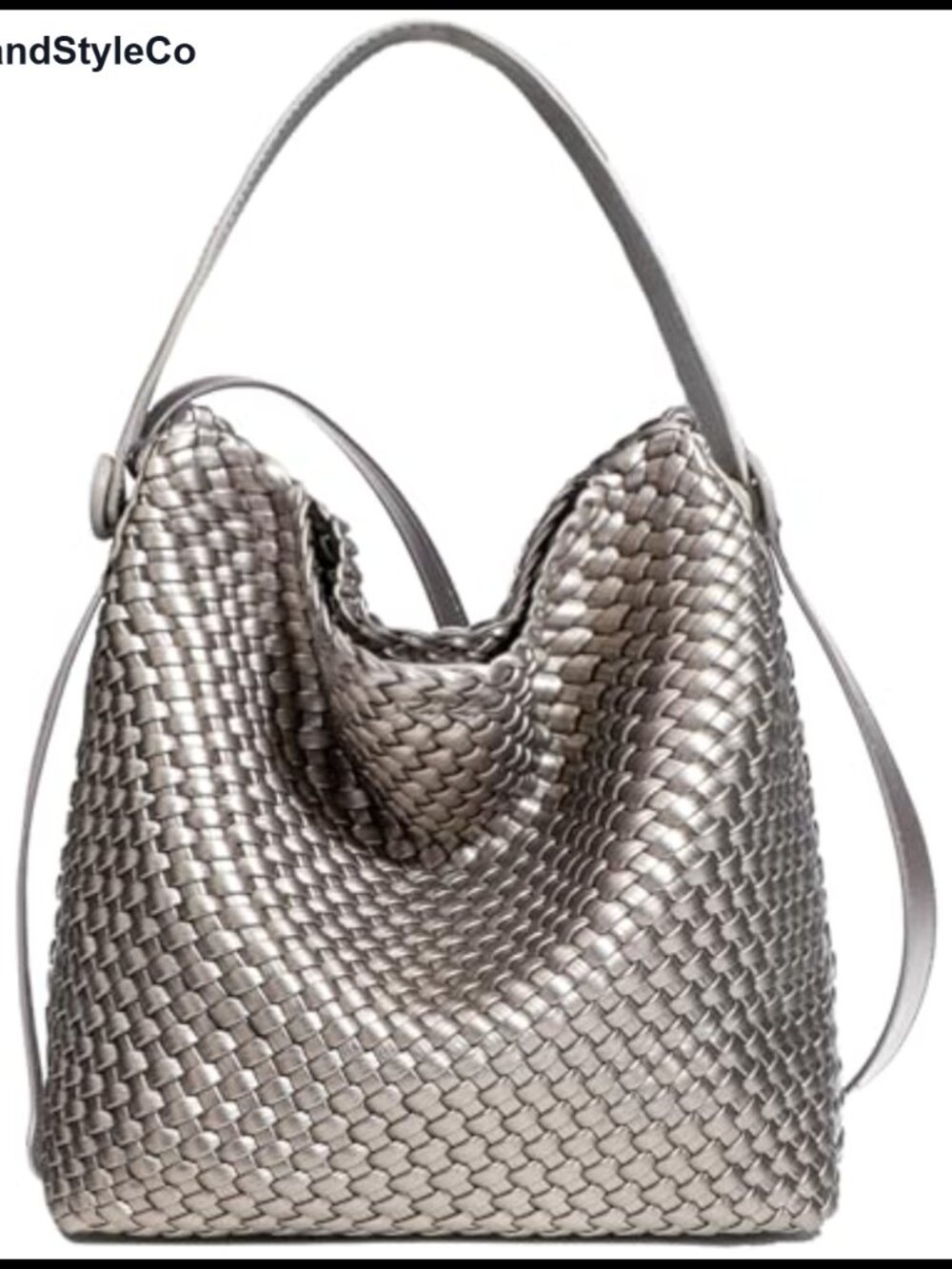 Woven Faux Leather Tote Bag Vegan Shoulder Crossbody Handbag with Clutch